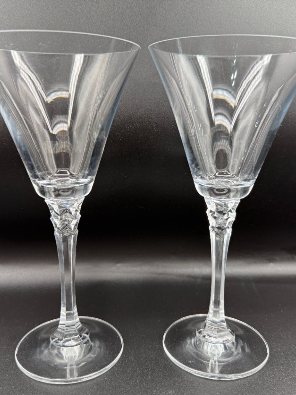 Vintage Towle Reflections Crystal Martini Glasses - Hand-Blown Austrian Barware
